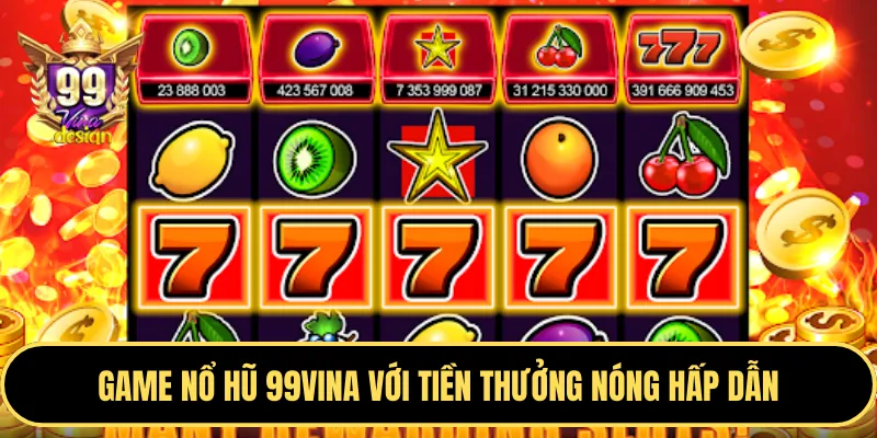 Hình ảnh các máy đánh bạc (slot game) với biểu tượng tiền vàng